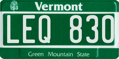 VT license plate LEQ830