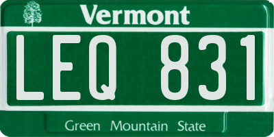 VT license plate LEQ831