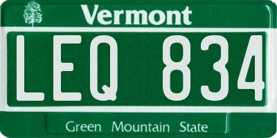 VT license plate LEQ834
