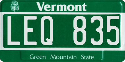 VT license plate LEQ835