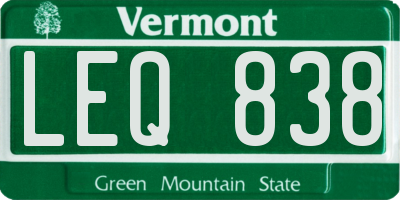 VT license plate LEQ838