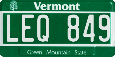 VT license plate LEQ849