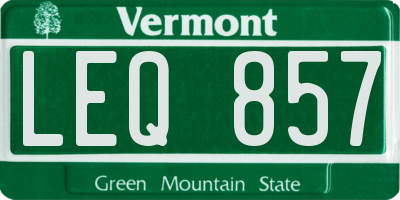 VT license plate LEQ857
