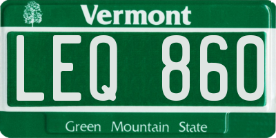 VT license plate LEQ860