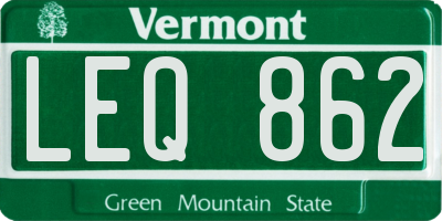 VT license plate LEQ862