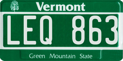 VT license plate LEQ863