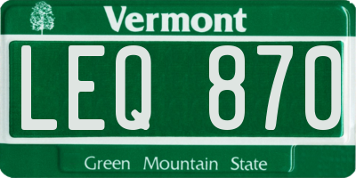 VT license plate LEQ870