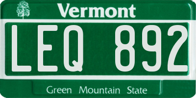 VT license plate LEQ892