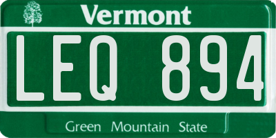VT license plate LEQ894