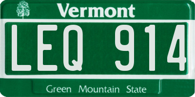 VT license plate LEQ914