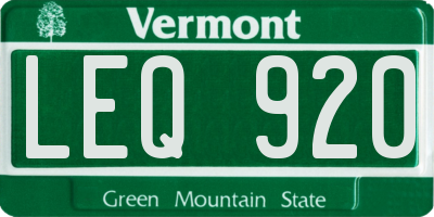 VT license plate LEQ920