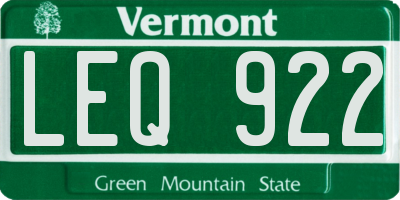 VT license plate LEQ922