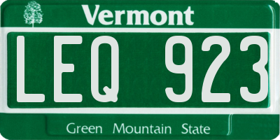 VT license plate LEQ923