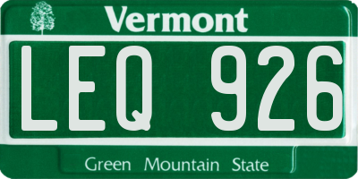 VT license plate LEQ926