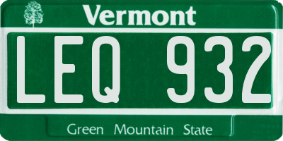 VT license plate LEQ932