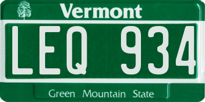 VT license plate LEQ934