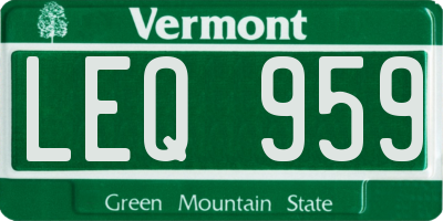 VT license plate LEQ959