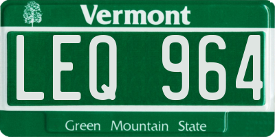 VT license plate LEQ964