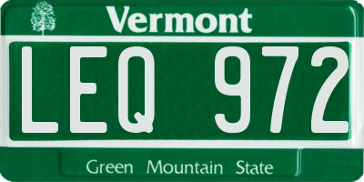 VT license plate LEQ972