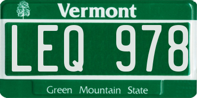 VT license plate LEQ978