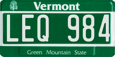 VT license plate LEQ984