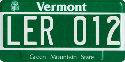 VT license plate LER012