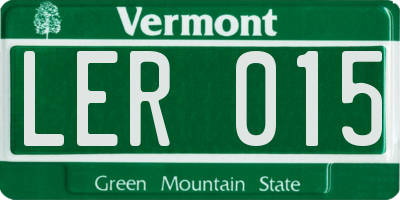 VT license plate LER015