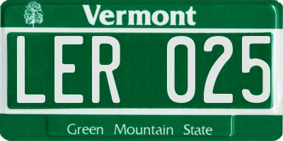 VT license plate LER025