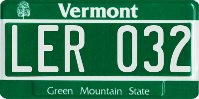 VT license plate LER032