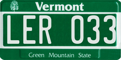 VT license plate LER033