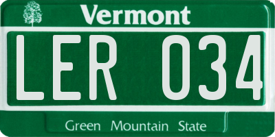 VT license plate LER034