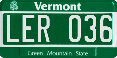 VT license plate LER036
