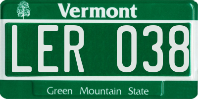 VT license plate LER038