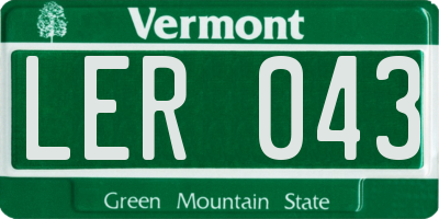 VT license plate LER043