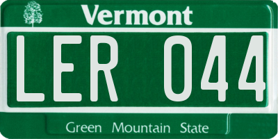 VT license plate LER044