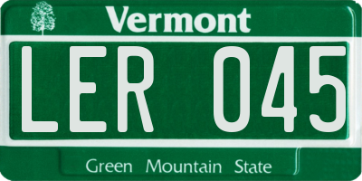 VT license plate LER045
