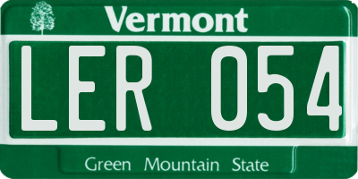 VT license plate LER054
