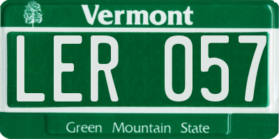 VT license plate LER057
