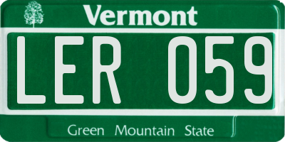 VT license plate LER059