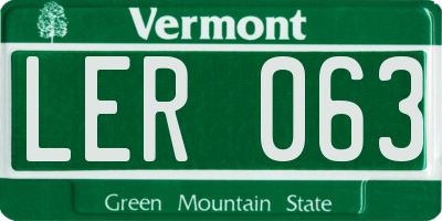 VT license plate LER063
