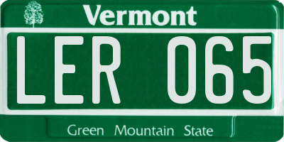 VT license plate LER065