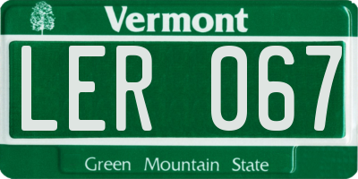 VT license plate LER067