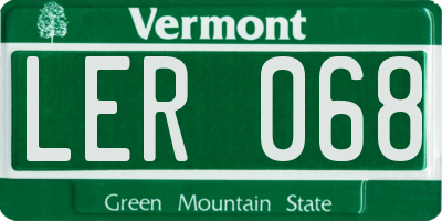 VT license plate LER068