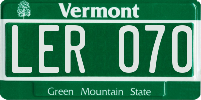 VT license plate LER070