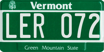 VT license plate LER072