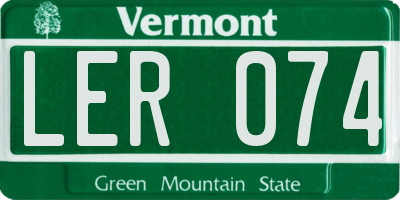 VT license plate LER074