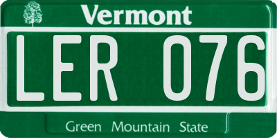 VT license plate LER076