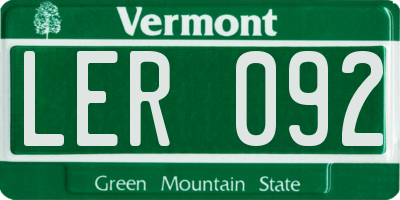 VT license plate LER092