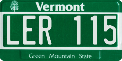 VT license plate LER115