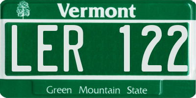 VT license plate LER122